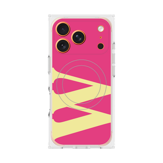 プレミアムスクエアケース with MagSafe［ オリジナル - initial color - W pink ］