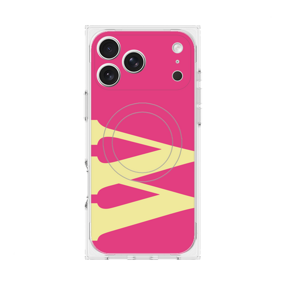 プレミアムスクエアケース with MagSafe［ オリジナル - initial color - W pink ］