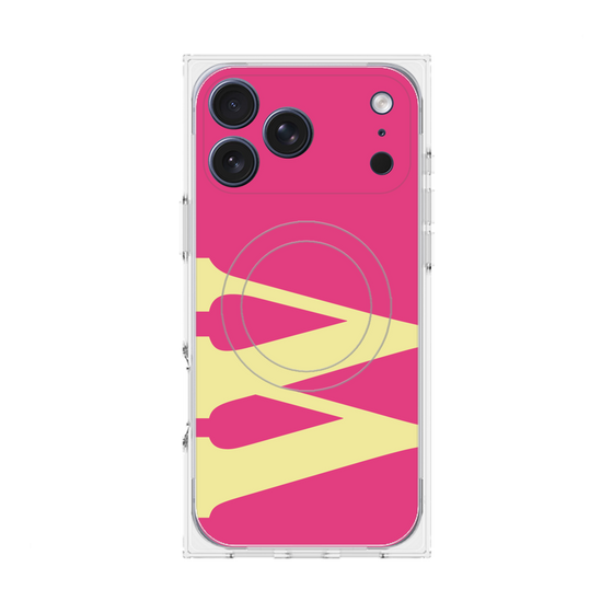 プレミアムスクエアケース with MagSafe［ オリジナル - initial color - W pink ］
