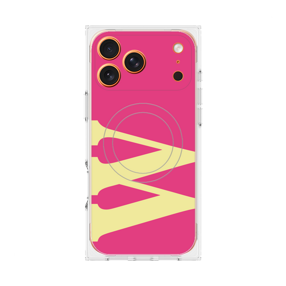 プレミアムスクエアケース with MagSafe［ オリジナル - initial color - W pink ］