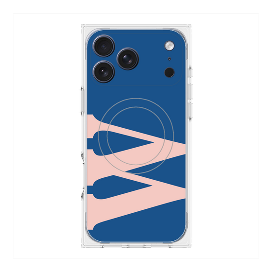 プレミアムスクエアケース with MagSafe［ オリジナル - initial color - W navy ］