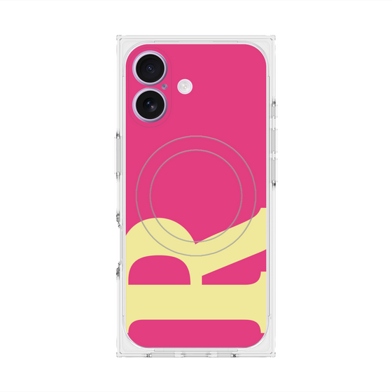 プレミアムスクエアケース with MagSafe［ オリジナル - initial color - R pink ］