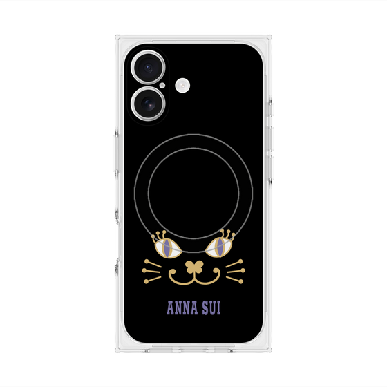 プレミアムスクエアケース with MagSafe［ ANNA SUI - フェイス - ブラック ］
