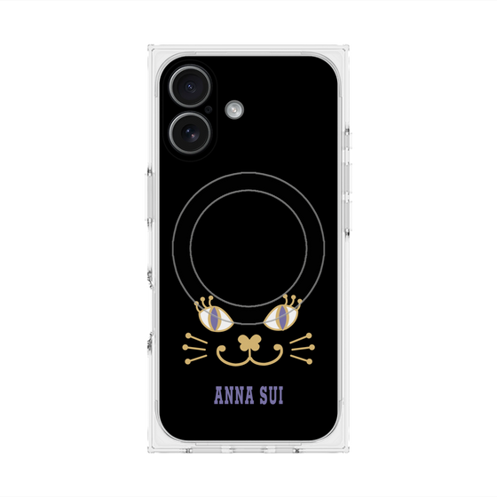 プレミアムスクエアケース with MagSafe［ ANNA SUI - フェイス - ブラック ］