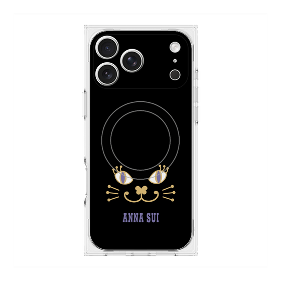 プレミアムスクエアケース with MagSafe［ ANNA SUI - フェイス - ブラック ］