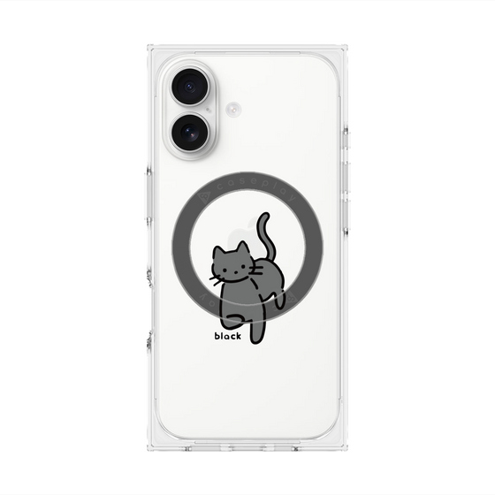 プレミアムスクエアケース with MagSafe［ オリジナル - CASEPLAYネコ - black ］