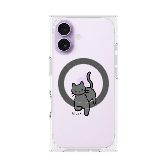 プレミアムスクエアケース with MagSafe［ オリジナル - CASEPLAYネコ - black ］