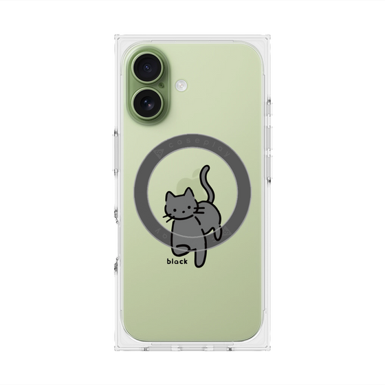 プレミアムスクエアケース with MagSafe［ オリジナル - CASEPLAYネコ - black ］