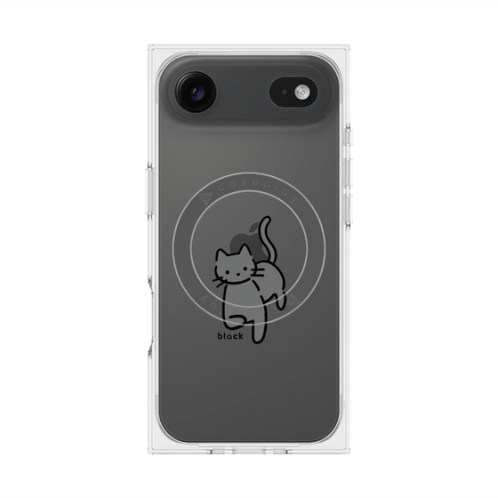プレミアムスクエアケース with MagSafe［ オリジナル - CASEPLAYネコ - black ］