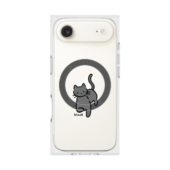 プレミアムスクエアケース with MagSafe［ オリジナル - CASEPLAYネコ - black ］