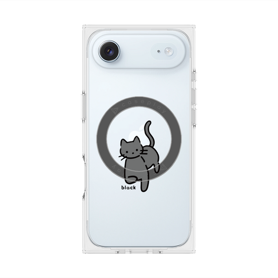プレミアムスクエアケース with MagSafe［ オリジナル - CASEPLAYネコ - black ］