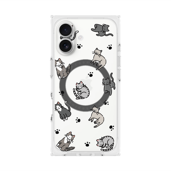 プレミアムスクエアケース with MagSafe［ オリジナル - CASEPLAYネコ総柄 - color ］