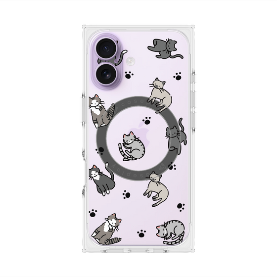 プレミアムスクエアケース with MagSafe［ オリジナル - CASEPLAYネコ総柄 - color ］