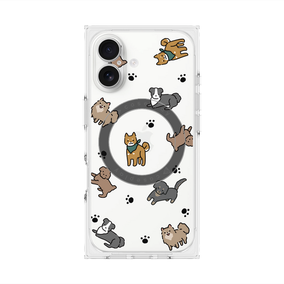 プレミアムスクエアケース with MagSafe［ オリジナル - CASEPLAYイヌ総柄 - color ］