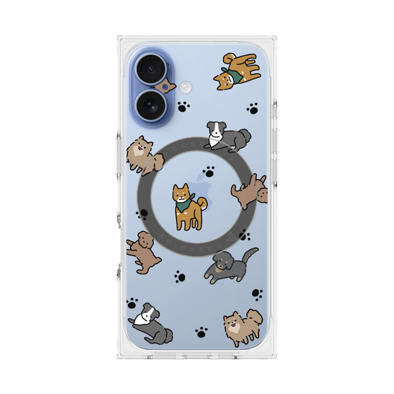 プレミアムスクエアケース with MagSafe［ オリジナル - CASEPLAYイヌ総柄 - color ］