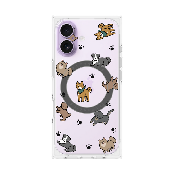 プレミアムスクエアケース with MagSafe［ オリジナル - CASEPLAYイヌ総柄 - color ］