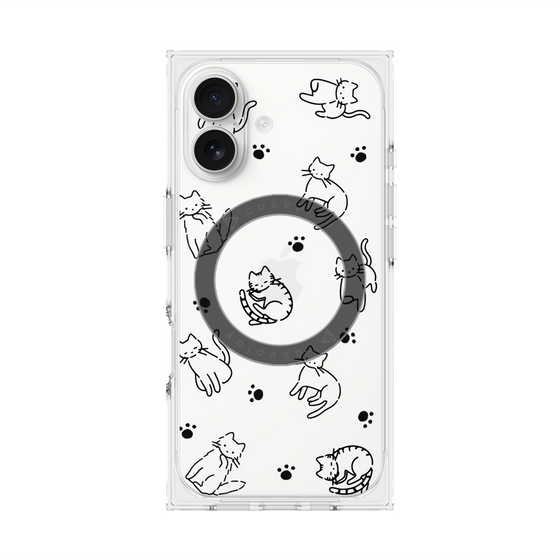 プレミアムスクエアケース with MagSafe［ オリジナル - CASEPLAYネコ総柄 - black ］