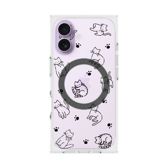 プレミアムスクエアケース with MagSafe［ オリジナル - CASEPLAYネコ総柄 - black ］