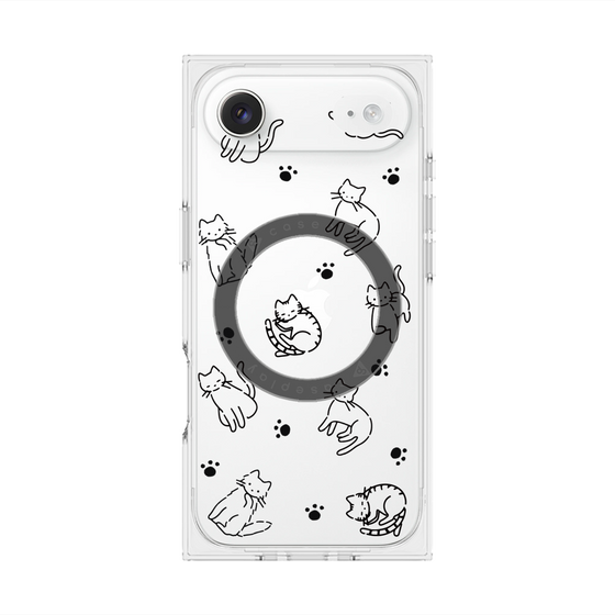 プレミアムスクエアケース with MagSafe［ オリジナル - CASEPLAYネコ総柄 - black ］