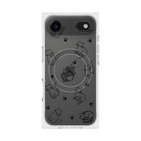 プレミアムスクエアケース with MagSafe［ オリジナル - CASEPLAYネコ総柄 - black ］