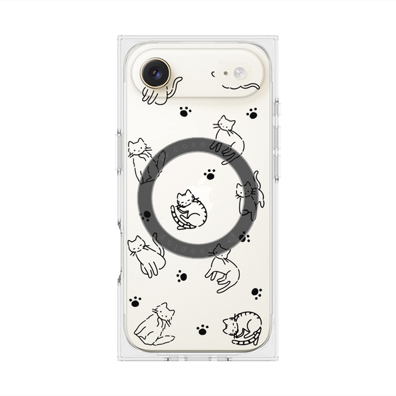 プレミアムスクエアケース with MagSafe［ オリジナル - CASEPLAYネコ総柄 - black ］