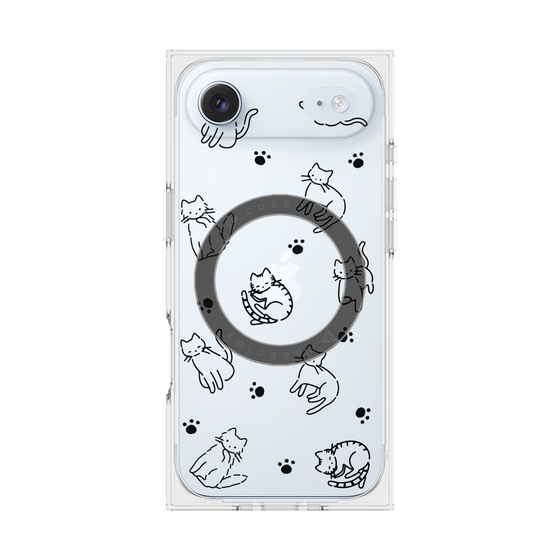プレミアムスクエアケース with MagSafe［ オリジナル - CASEPLAYネコ総柄 - black ］