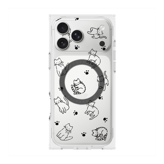 プレミアムスクエアケース with MagSafe［ オリジナル - CASEPLAYネコ総柄 - black ］