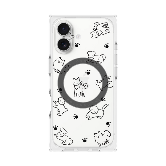 プレミアムスクエアケース with MagSafe［ オリジナル - CASEPLAYイヌ総柄 - black ］
