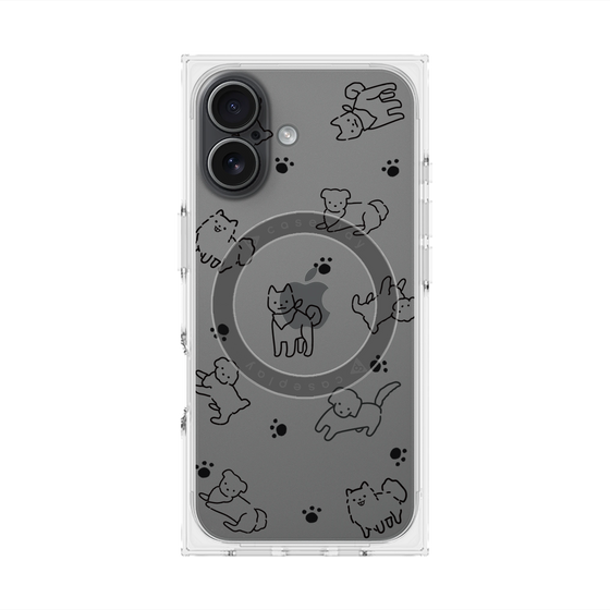 プレミアムスクエアケース with MagSafe［ オリジナル - CASEPLAYイヌ総柄 - black ］