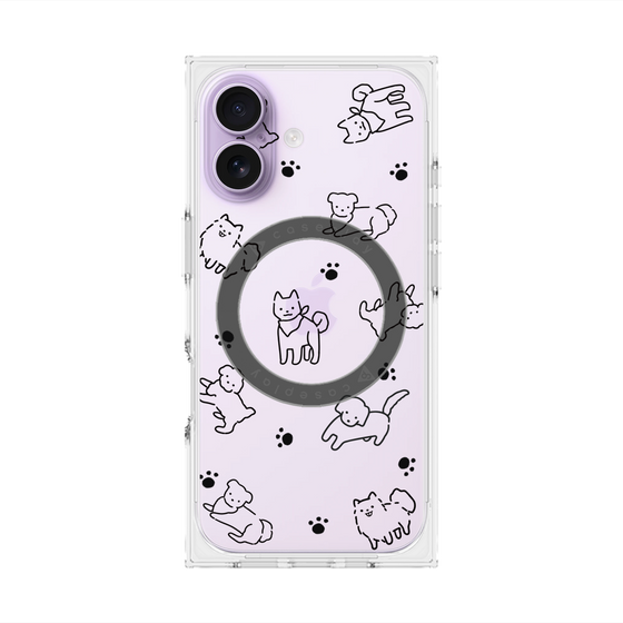 プレミアムスクエアケース with MagSafe［ オリジナル - CASEPLAYイヌ総柄 - black ］