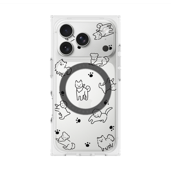 プレミアムスクエアケース with MagSafe［ オリジナル - CASEPLAYイヌ総柄 - black ］