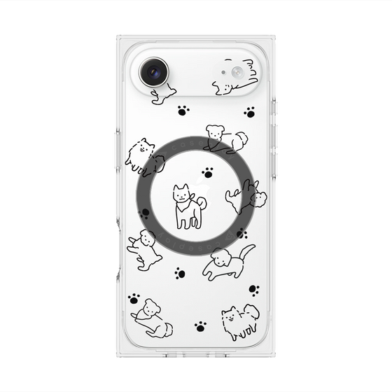 プレミアムスクエアケース with MagSafe［ オリジナル - CASEPLAYイヌ総柄 - black ］