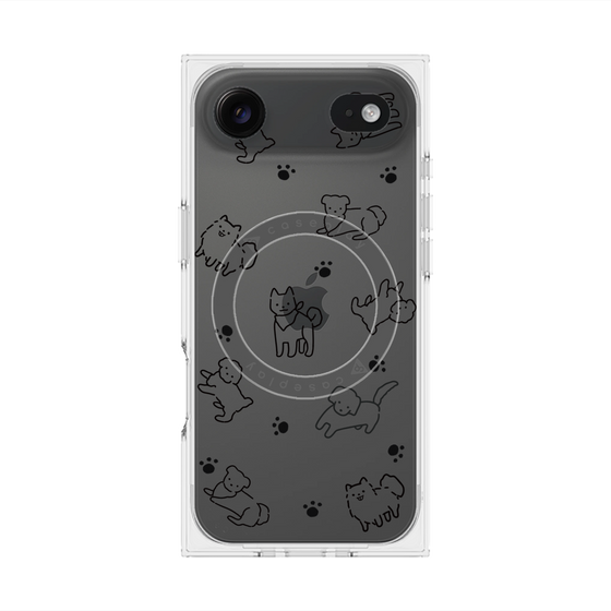 プレミアムスクエアケース with MagSafe［ オリジナル - CASEPLAYイヌ総柄 - black ］