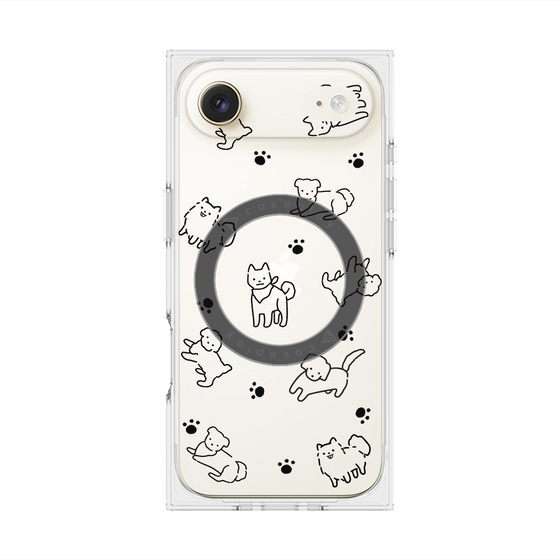 プレミアムスクエアケース with MagSafe［ オリジナル - CASEPLAYイヌ総柄 - black ］