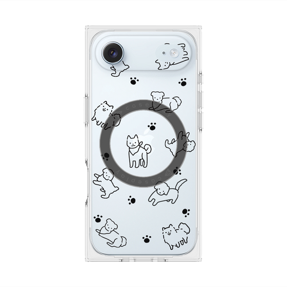 プレミアムスクエアケース with MagSafe［ オリジナル - CASEPLAYイヌ総柄 - black ］