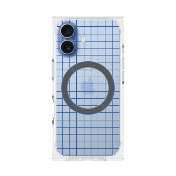 プレミアムスクエアケース with MagSafe［ オリジナル - 推し色チェック - ブルー ］