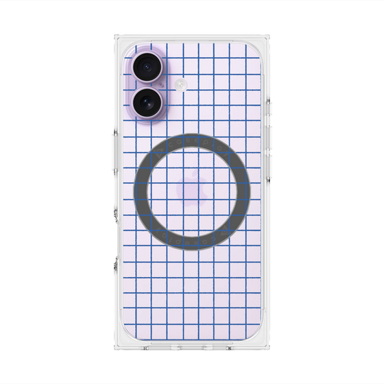 プレミアムスクエアケース with MagSafe［ オリジナル - 推し色チェック - ブルー ］