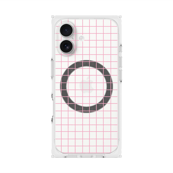 プレミアムスクエアケース with MagSafe［ オリジナル - 推し色チェック - ピンク ］