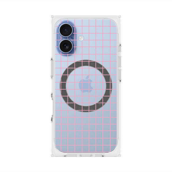 プレミアムスクエアケース with MagSafe［ オリジナル - 推し色チェック - ピンク ］