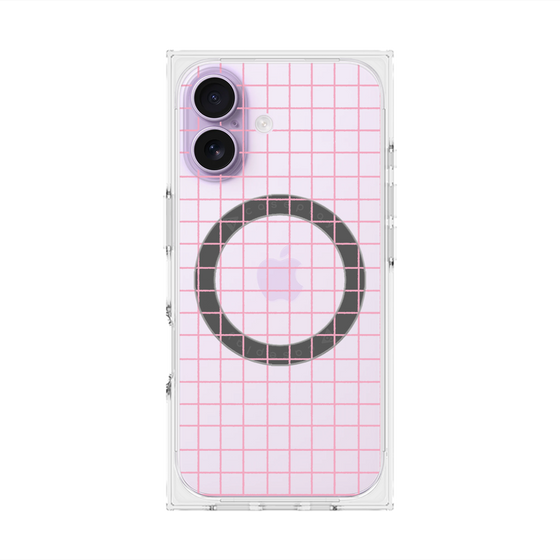プレミアムスクエアケース with MagSafe［ オリジナル - 推し色チェック - ピンク ］