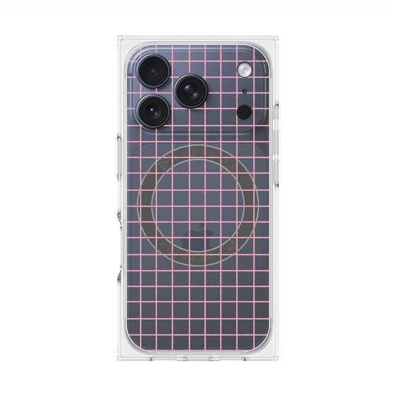 プレミアムスクエアケース with MagSafe［ オリジナル - 推し色チェック - ピンク ］