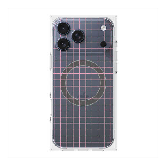 プレミアムスクエアケース with MagSafe［ オリジナル - 推し色チェック - ピンク ］