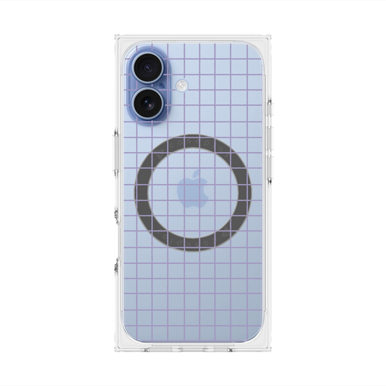 プレミアムスクエアケース with MagSafe［ オリジナル - 推し色チェック - パープル ］