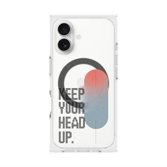プレミアムスクエアケース with MagSafe［ オリジナル - ドットオーバーレイ - KEEP YOUR HEAD UP/A ］