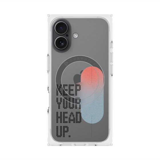 プレミアムスクエアケース with MagSafe［ オリジナル - ドットオーバーレイ - KEEP YOUR HEAD UP/A ］
