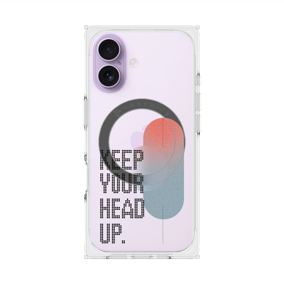 プレミアムスクエアケース with MagSafe［ オリジナル - ドットオーバーレイ - KEEP YOUR HEAD UP/A ］