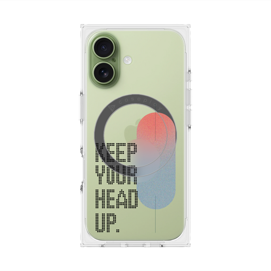 プレミアムスクエアケース with MagSafe［ オリジナル - ドットオーバーレイ - KEEP YOUR HEAD UP/A ］