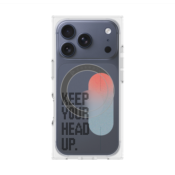 プレミアムスクエアケース with MagSafe［ オリジナル - ドットオーバーレイ - KEEP YOUR HEAD UP/A ］