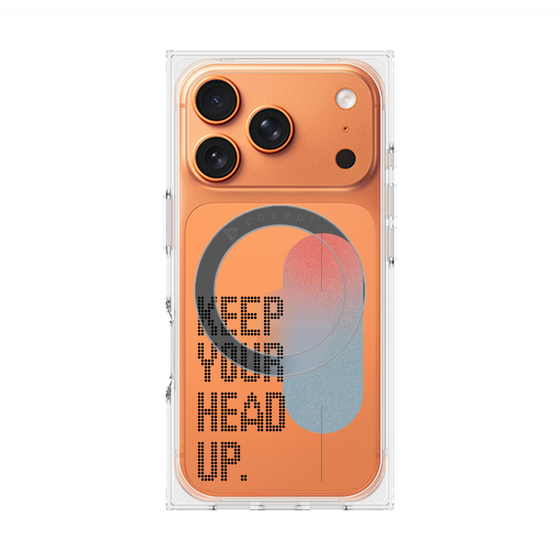 プレミアムスクエアケース with MagSafe［ オリジナル - ドットオーバーレイ - KEEP YOUR HEAD UP/A ］