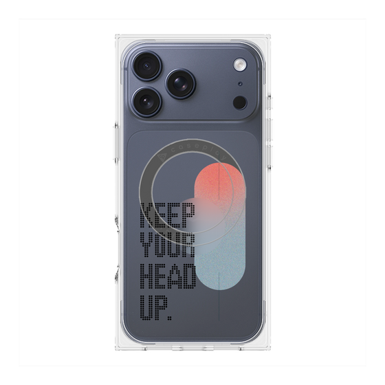 プレミアムスクエアケース with MagSafe［ オリジナル - ドットオーバーレイ - KEEP YOUR HEAD UP/A ］